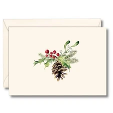 - Christmas Pine Cone Notecard Set - 8 Blank Cards with Envelopes