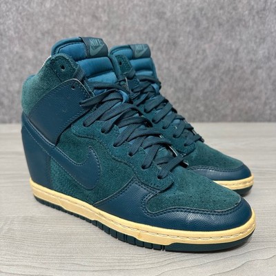 Nike Dunk Sky Hi Essential Women 7.5 Dark Sea Green Wedge Sneakers 528899-300