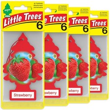 Little Trees Hanging Car and Home Air Freshener, Strawberry Scent - Pack of 24