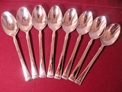 Set Of 8 Teaspoons Mikasa Harmony Glossy Stainless Steel Flatware 6 3/8'' .