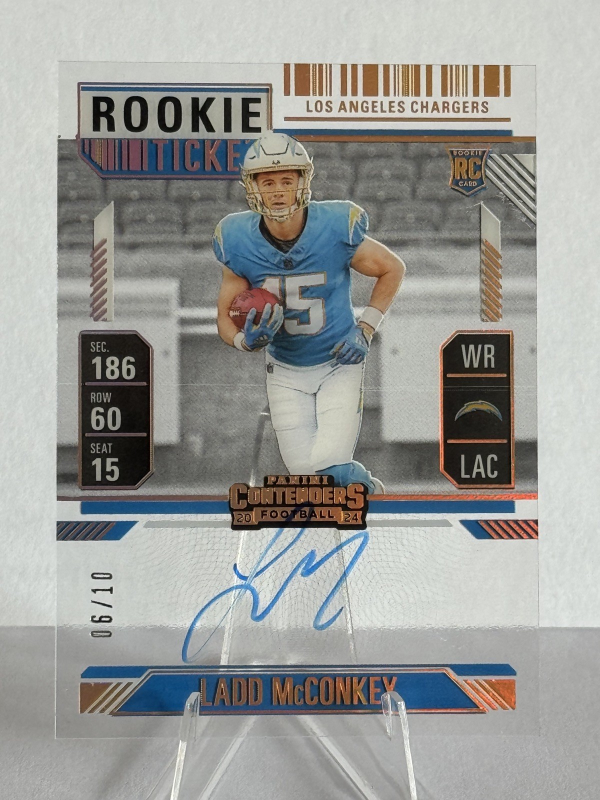 2024 Contenders - Rookie Ticket Clear Ladd McConkey Auto #110 /10 RC