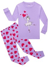 Family Feeling Little girls Love Heart Pajamas Long sleeve 6, Heart/6140