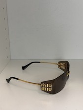 Miu Miu Women's SMUA51S Rimless Gold Metal Sunglasses Brown Tinted UV