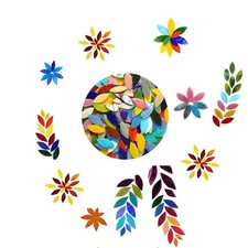 Petal Mosaic Tiles, 220PCS Hand-Cut Stained Flower Leaves Glass Tiles, Assort...