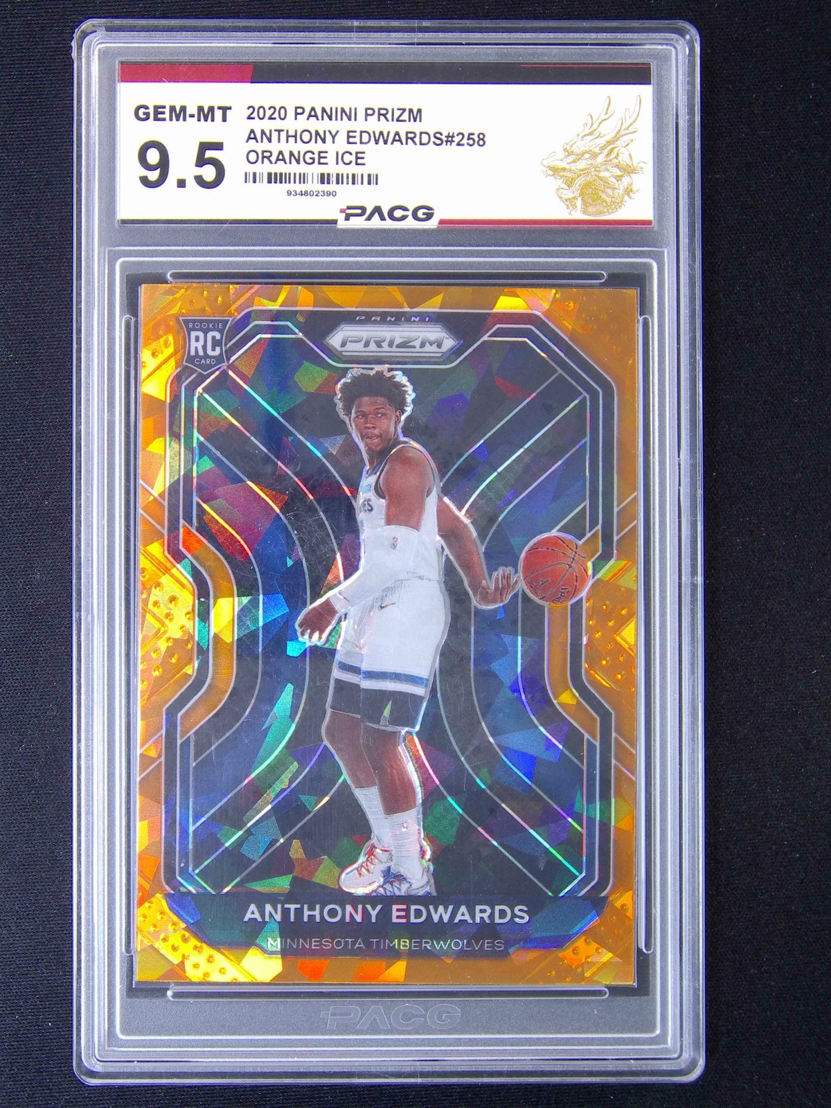 2020-21 Panini Prizm Anthony Edwards #258 RC Rookie Orange Ice