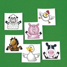 Farm Party Tattoos 72 count 6 dozen 