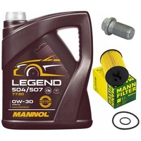 MotoröL Filter Set Mannol 0W-30 5 Liter + Schraube FüR Mercedes A-Klasse W169