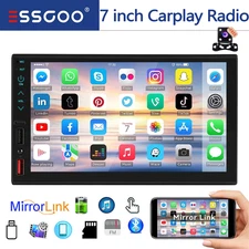 w/Cam 7" Double Din Car Stereo with Apple Carplay &Android Auto MP5 Player Radio