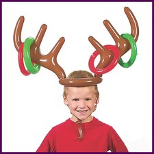 Inflatable Reindeer Antler Hat Ring Toss Game Kids Gift Christmas Family Game