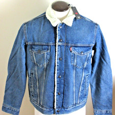 Levi's Men's Type 3 Sherpa lined Snap Front Trucker denim jacket Medium Wash NWT