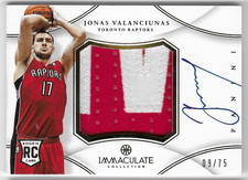 JONAS VALANCIUNAS 2012 PANINI IMMACULATE ROOKIE AUTO AUTOGRAPH PATCH CARD #9/75!