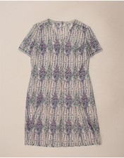 VINTAGE Womens Basic Dress UK 14 Medium Blue Floral CE49