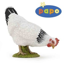 Papo 51160 Poule Blanche Qui Picore 6 Cm Animaux De Ferme
