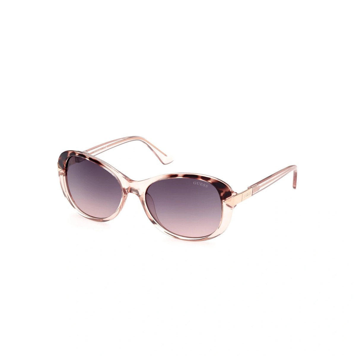 Guess GU7821 57B Clear Pink Leopard Plastic Oval Sunglasses  display picture 3