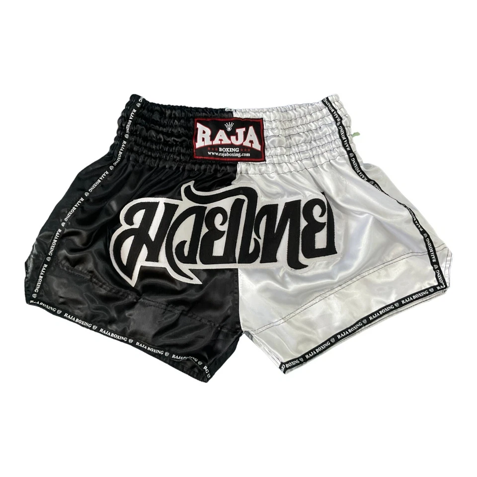 RAJA Boxing Muaythai shorts Two Tone Double Color Satin Trunks MMA Fight Kick - Image 3 of 4