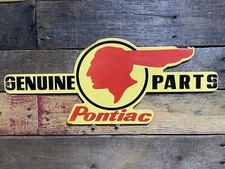Vintage Pontiac Porcelain Sign Gas Station Car Dealer Motor Oil Service 18 Red