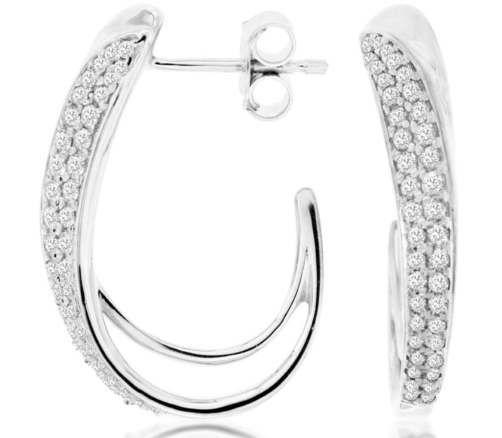 FILA ESTATE .47CT DIAMOND 14KT WHITE G 3D TWO ROW UMBRELLA HANGING EARRINGS