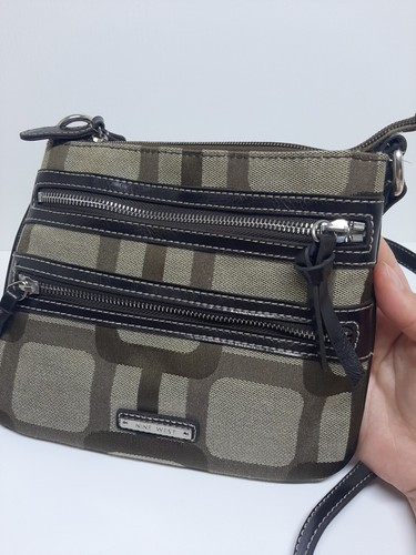 Nine West Crossbody Bag Fabric Purse Small Brown Pocketbook AS IS D11 - Picture 5 of 11