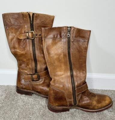 Bed Stu Cobbler Gogo Distressed Rustic Brown Leather Zipper  display picture 1