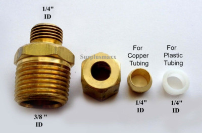LOT X 1 Brass 1/4'' Tube 3/8'' Hex thread pipe Fitting 1/4'' NPT Compress kit-