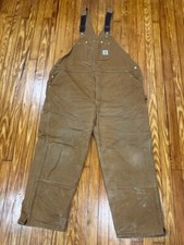 Carhartt VTG 6FBQZ Canvas Duck Overalls Double Knee Quilt Insulated Mens 50 X 32