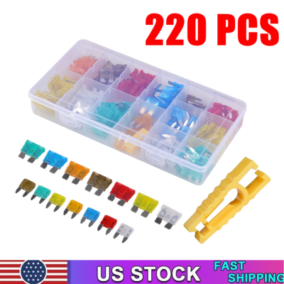 #ad 220pcs Blade Fuse Assortment Auto Car Truck Motorcycle Fuses Kit ATC ATO ATM $6.63