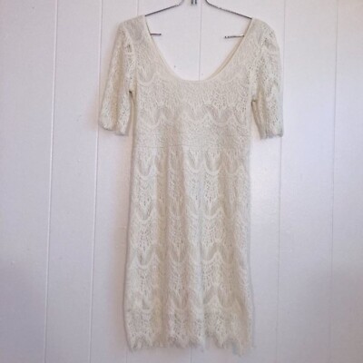 Pins and Needles lacey mini shift dress women's sz small ivory white raw hem | eBay Pins and Needles lacey mini shift dress women's sz small ivory white raw hem | eBay
