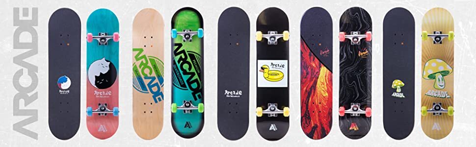 ARCADE Skateboard Complete Kitty Pink 31 x 8" Concave Double Kick Maple Deck ...