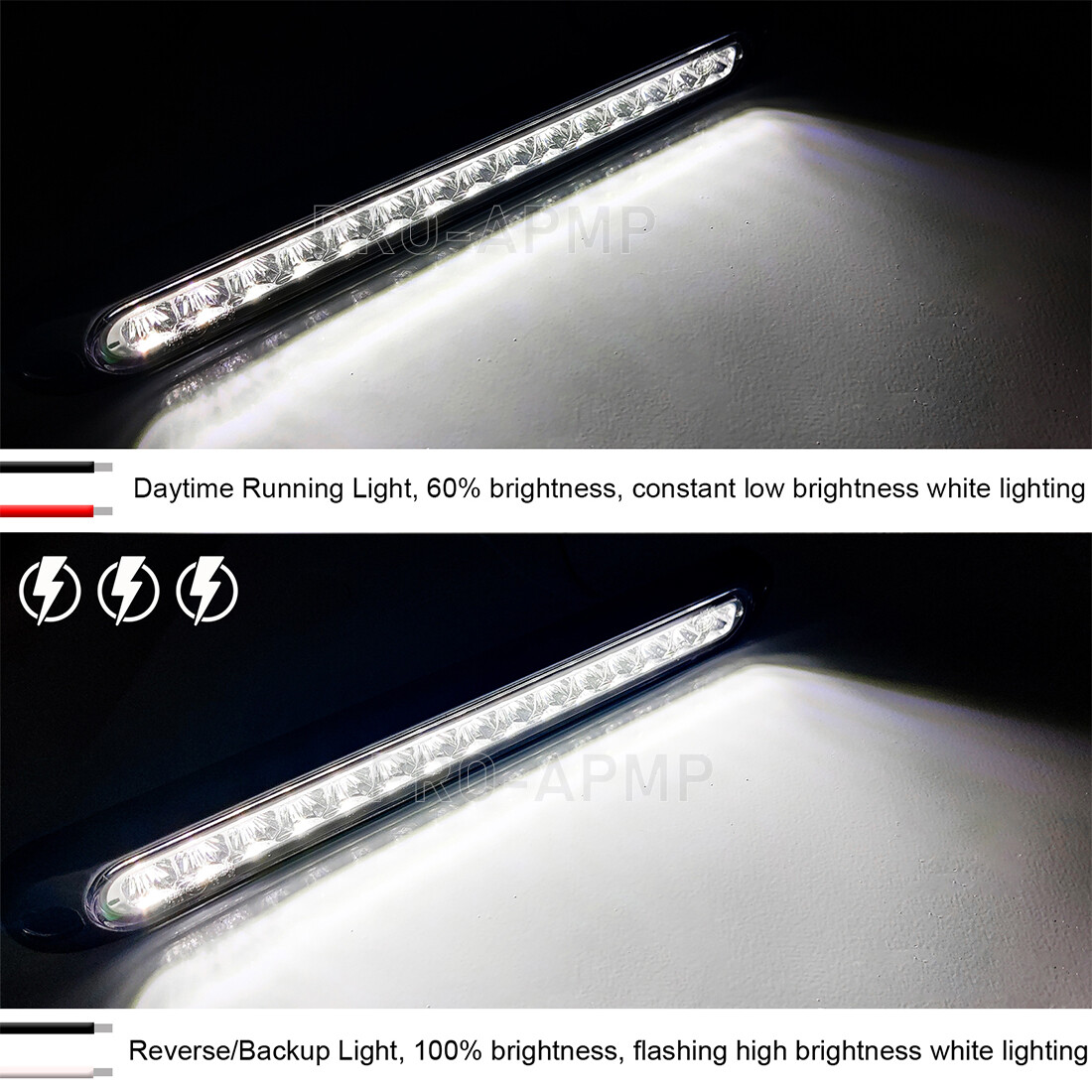 2x Smoked White Strip Flowing Sealed LED Truck Trailer Reverse Backup Light Bar eBay