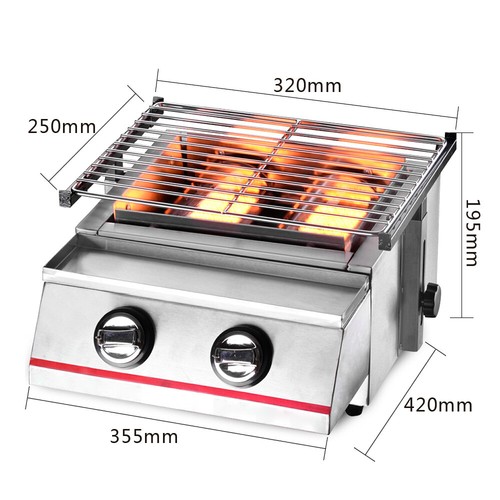 2 Burner Tabletop Propane Gas Grill Stainless Steel Outdoor BBQ Camping Griddle - Picture 2 of 12