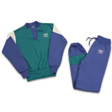 Rare Vintage Adidas 1980s Youth 10-12 Track Sweatsuit Sweatshirt And Sweatpants