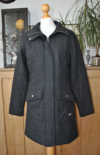 Hooch Black Wool Blend Smart Casual Zipped Collared Parka Coat Size 12