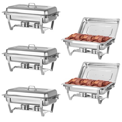 Stainless Steel Chafer Set, Buffet Chafing Dish Kit with 8 Quart Food Pan