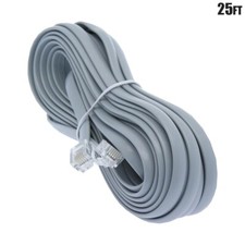25FT RJ11 6P4C Reverse Telephone Phone Line Cable Cord Wire For Voice CCA 28AWG