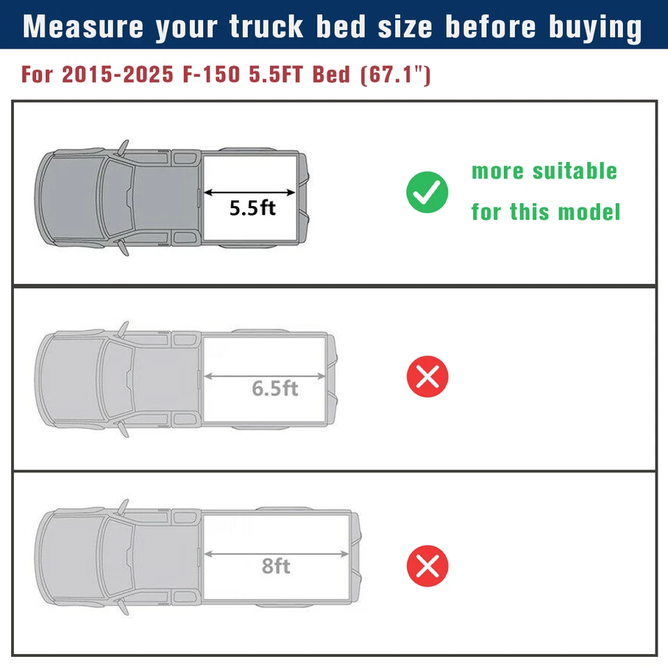 FRP Low Profile Flip Up Tonneau Cover For 2015-2025 Ford F-150 5.5FT Hard Cover Foto 2 de 4