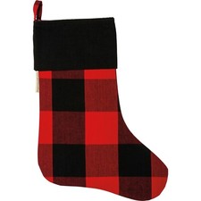 Red  Black BUFFALO CHECK Christmas Stocking, 18" x 11", Primitives by Kathy