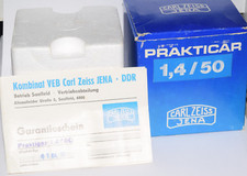 Praktica B PB VEB Carl Zeiss Jena 1.4/50 MC Prakticar Lens Mint Orginal Box