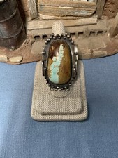 Gorgeous Sterling Silver and Turquoise Ring BIG Signed 02-068