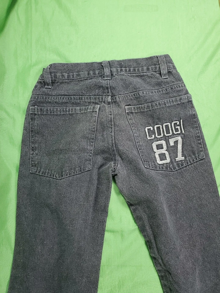 Pantalones Youth Coogi 87 Bordados Negro Gris Estilo Desteñido Talla 8 - 23" Entrepierna Foto 3 de 4