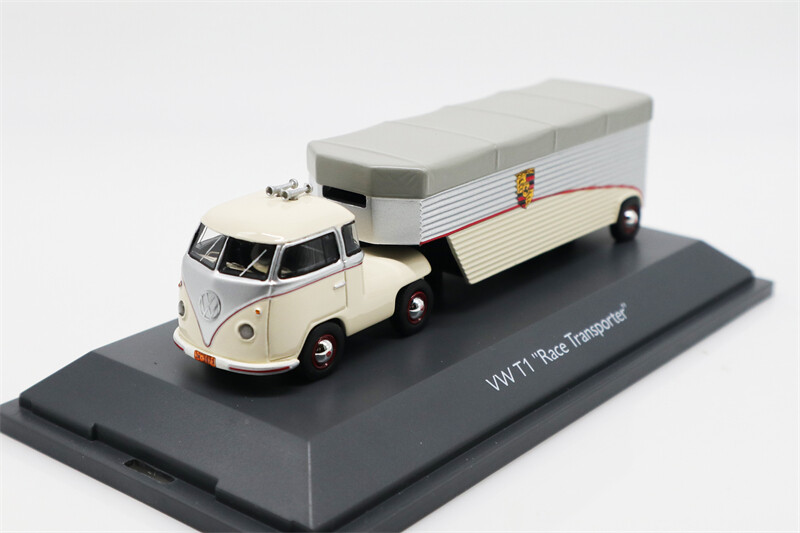 Schuco 1:64 VW T1 racing transporter Continental Motors beige/silver Model Car