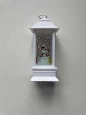 Mini Lantern Snowman Scene – Battery Operated Tabletop Decor with Cardinal