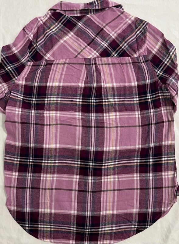 New Gap Women's Long Sleeve Flannel Shirt Plum Plaids Size M $18.50