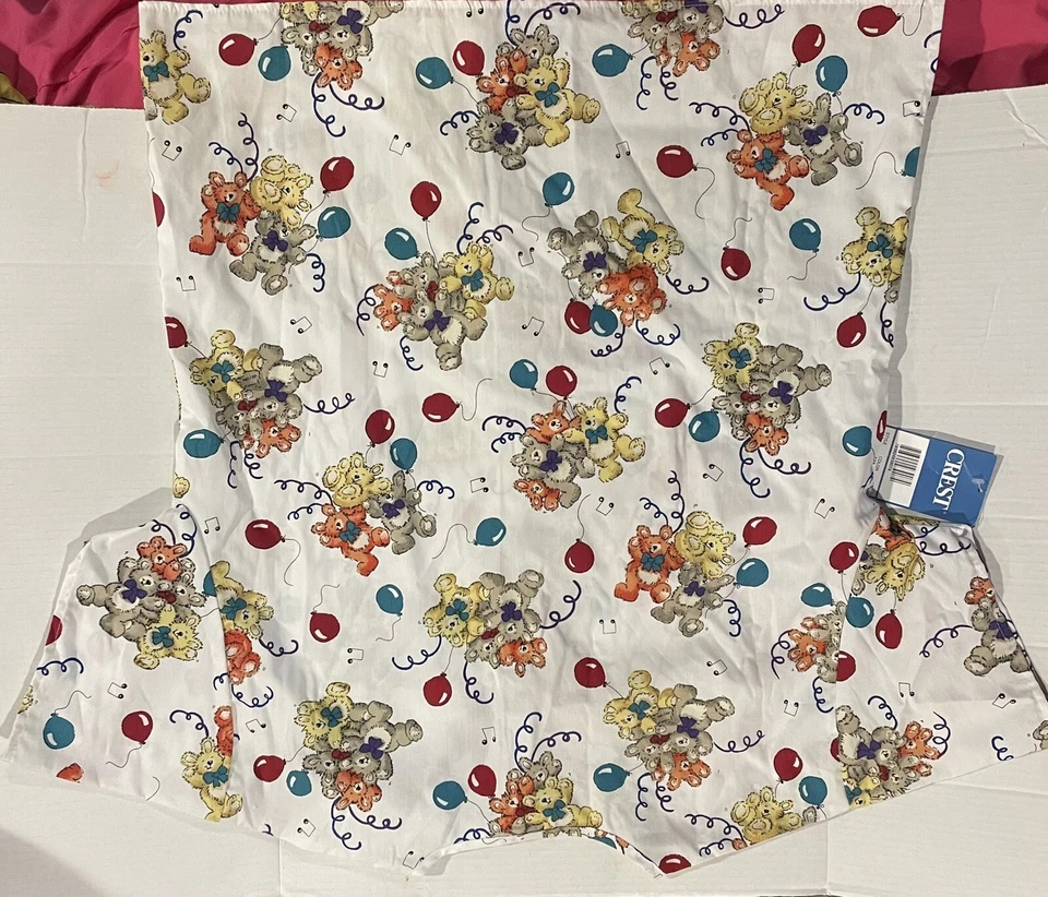 Crest Cotton Scrub Top Size XL Womens Colorful Teddy Bear Ballon Medical Uniform - Image 4 of 4