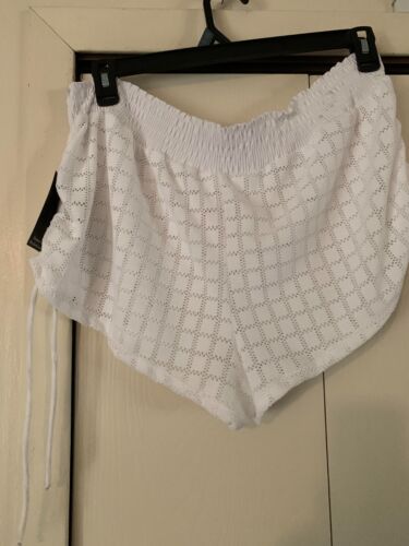 No Boundaries Swimsuit Cover Up Shorts Juniors XXL White Polyester NWT - Picture 2 of 5