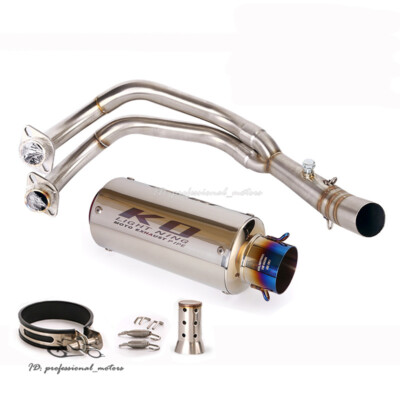 Whole System for Yamaha YZF-R7 MT-07 FZ07 Exhaust Tips Front Header Link Pipe