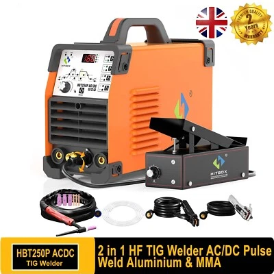 HITBOX HF AC DC Aluminium TIG Welder Pulse ARC Digital TIG Welding Machine 200A 240V UK