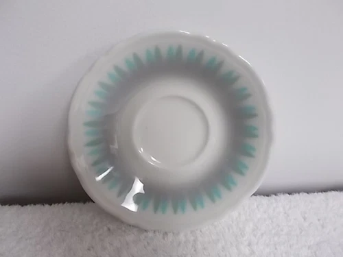 Vintage Shenango China Turquoise & Gray Porcelain 5 5/8" Saucer Restaurant Ware
