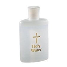 4 oz Plastic Container for Holy Water, Empty Bottle, Gold Print, 1 Piece
