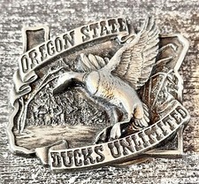Vtg. Cut out figural Oregon State Ducks unlimited belt buckle 873 of 1500 made