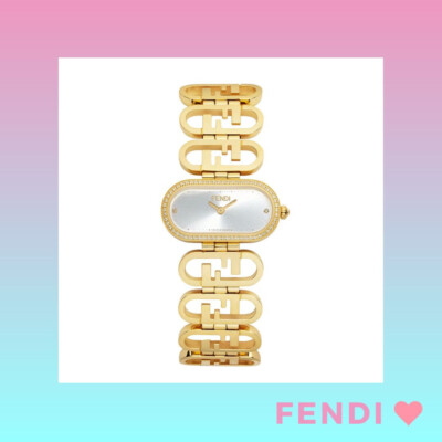 Fendi O'Lock Horizontal Watch Uhr Gold mit 0,18ct Diamanten